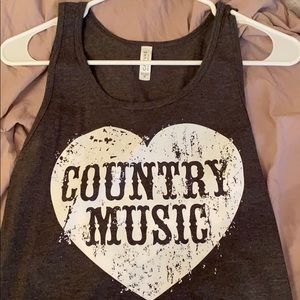 Grey and white country music tank